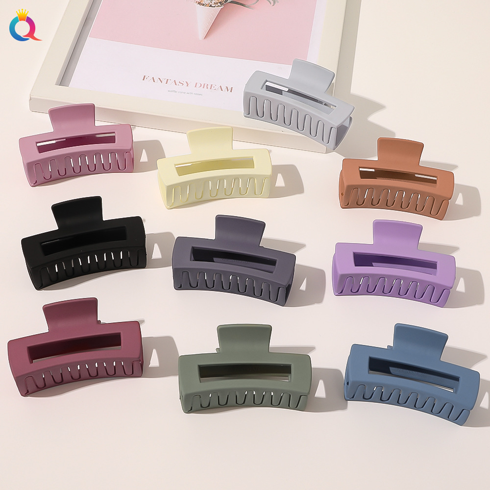 Qiyue Cross-border Korean matte hair clips, square plate hair grabbers, simple shark clips, back head hair grabbers wholesale full figure