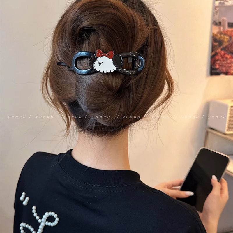 Sweet and cute cartoon cat hairpin twist clip 2025 new style one-line scratch-off clip for women with a high-end look at the back of the head details Picture