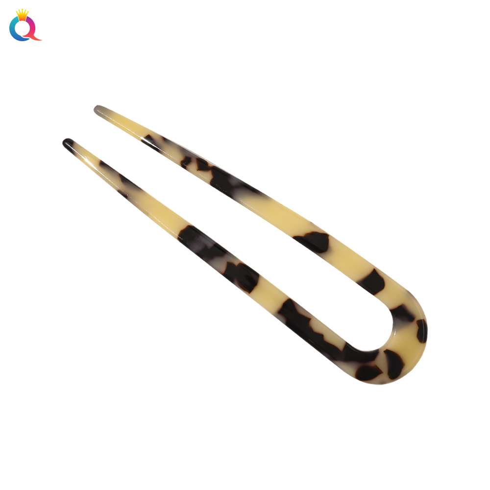 Qiyue Cross-border's new acetate board hair clips, marble forest series U-shaped hairpins and hairpins, simple hair accessories Item Picture