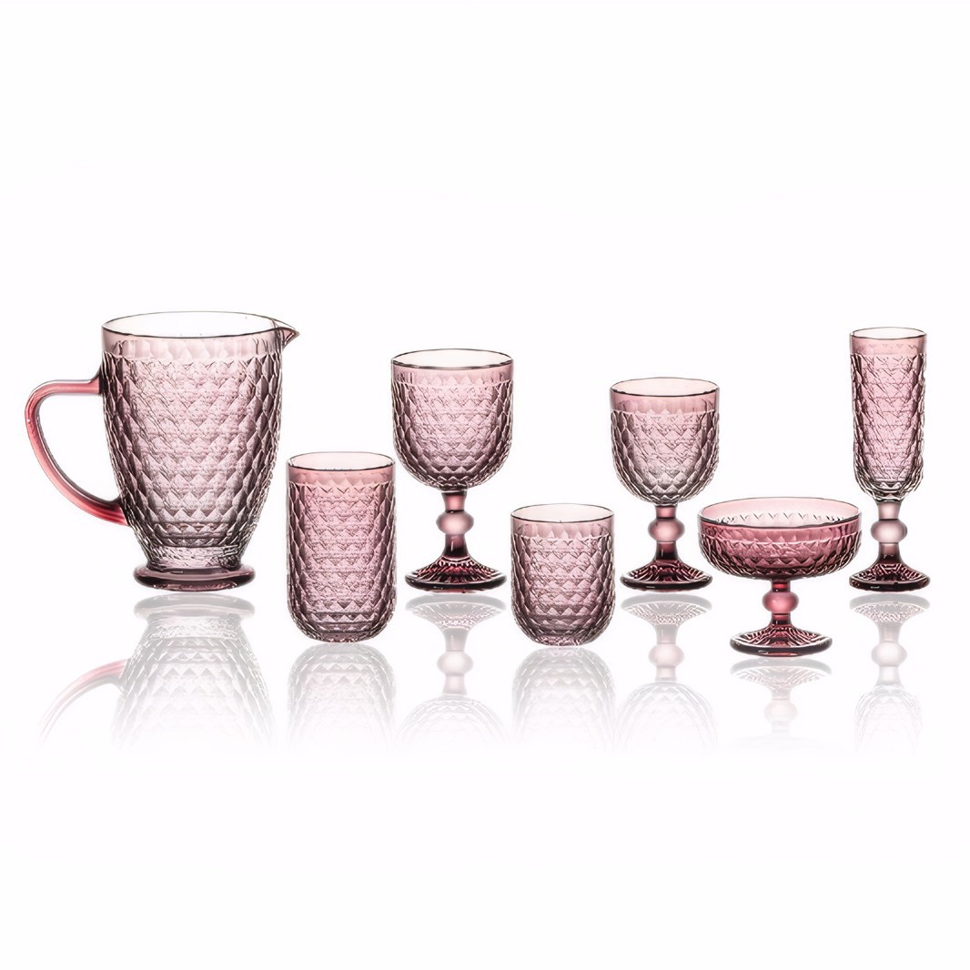 Factory direct sales of European-style crystal diamond original color glass cups, wine glasses, champagne cups, ice cream bowls, hotel household utensils details Picture