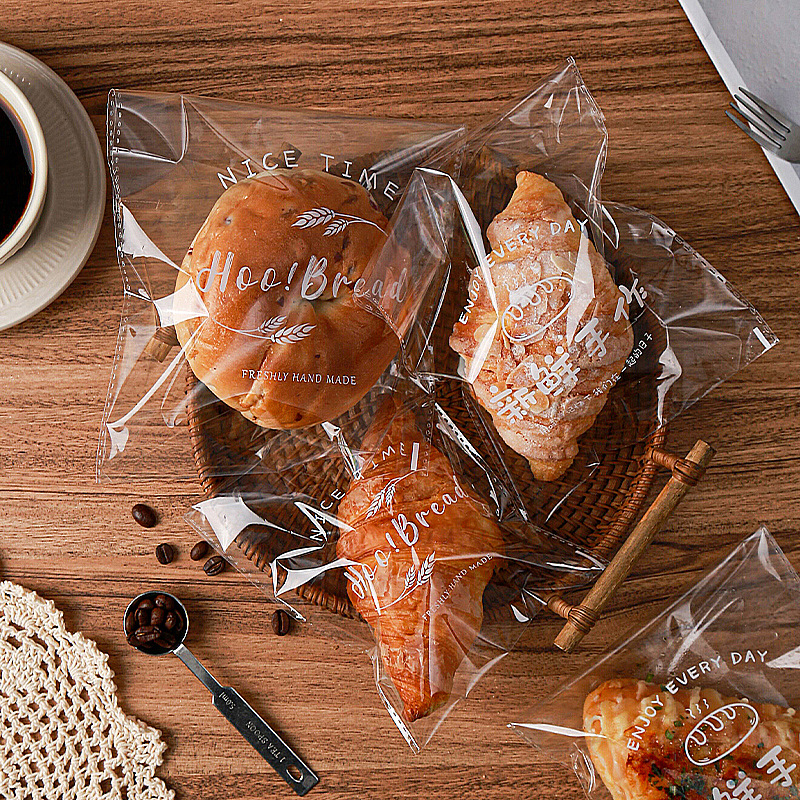Transparent packaging bags, European-style bread, toast, cream puffs, doughnuts, self-sealing packaging bags, croissants, croissants, meal buns, self-adhesive bags full figure