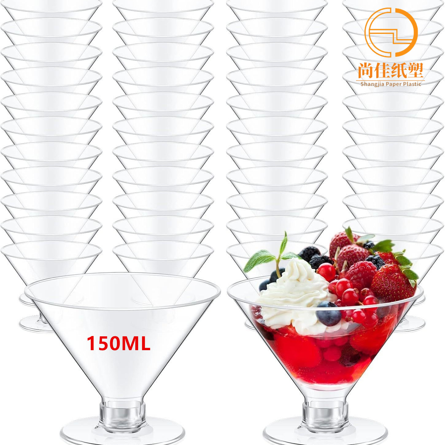Wholesale 150ML dessert cups, disposable plastic transparent mousse cups for cross-border Middle East gatherings, parties and weddings full figure