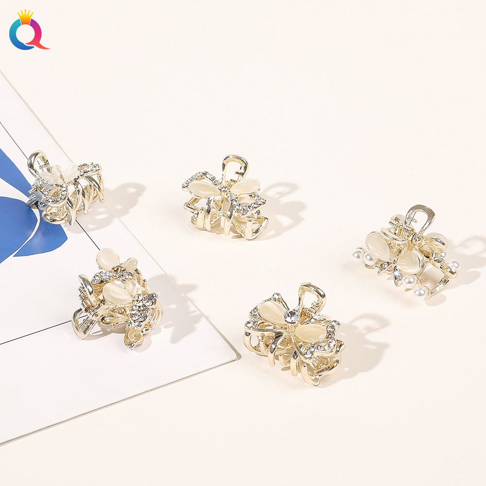 Qiyue Cross-border ins Metal Small claw clips, cat's eye stone butterfly hair clips, bangs clips, broken hair clips and hair accessories wholesale full figure
