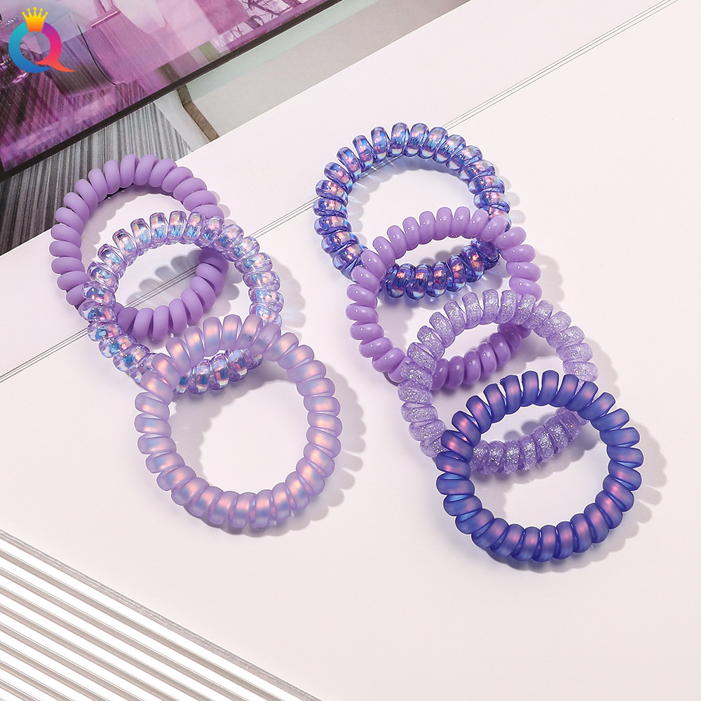 Qiyue Korean blue and purple telephone line hair tie, simple and elegant ponytail hair tie, hair tie for washing face, colorful hair tie and hair accessory full figure