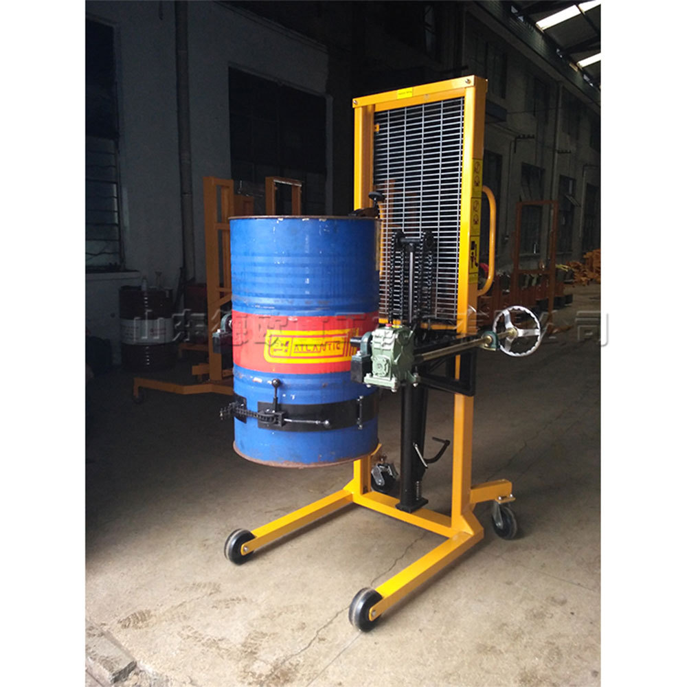 Small steel oil drum transporter, iron drum and plastic drum loading equipment, wharf and warehouse hydraulic oil transport vehicle details Picture