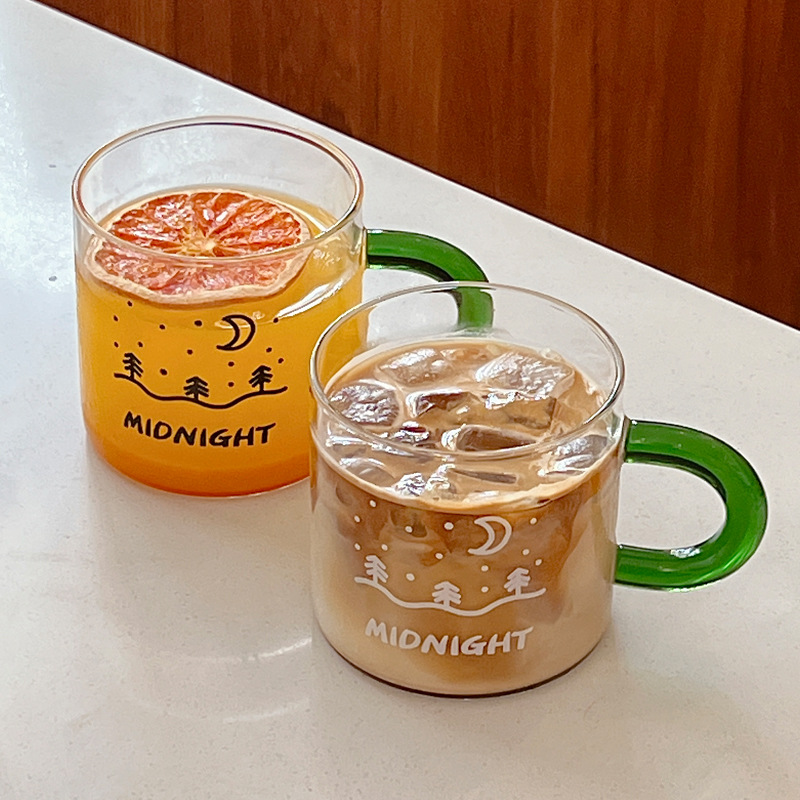 Bolimei ins large-capacity straight glass cups, simple letter juice cups, milk cups, coffee cups, breakfast cups full figure