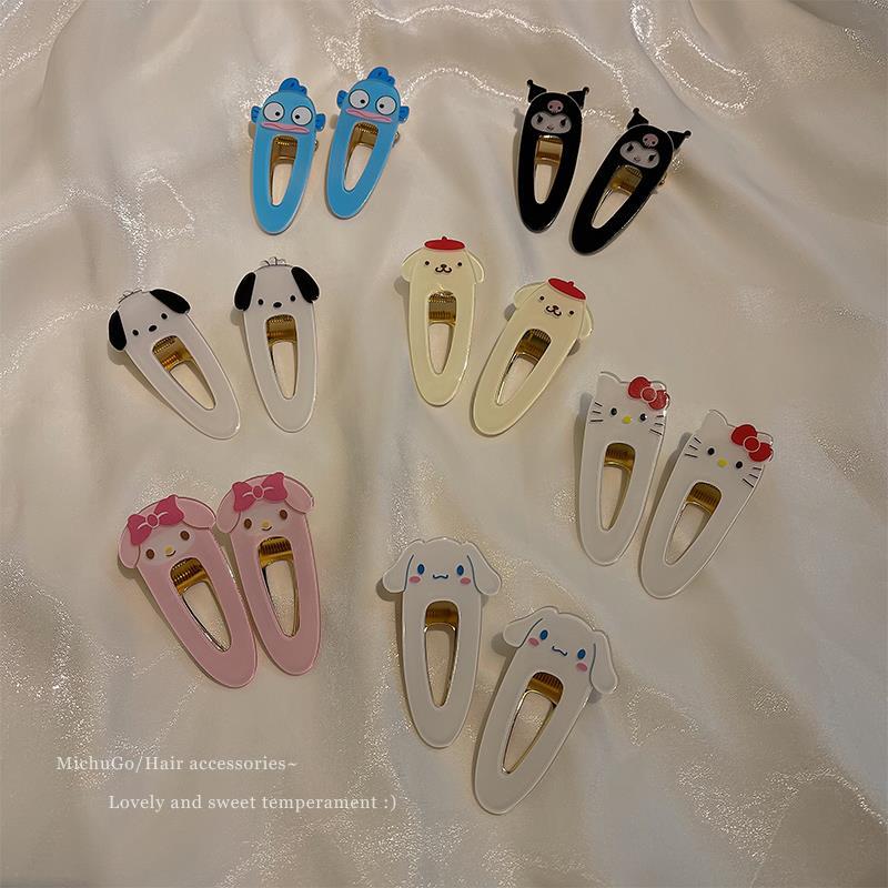Cute kitty cat hairpin, girl ins cinnamon dog duckbeak clip, side clip, Kulomi bangs clip headwear details Picture