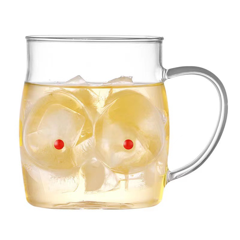 High borosilicate glass cups, single-layer high-temperature resistant glass water cups, transparent coffee cups with handles, single-layer large cup covers Item Picture