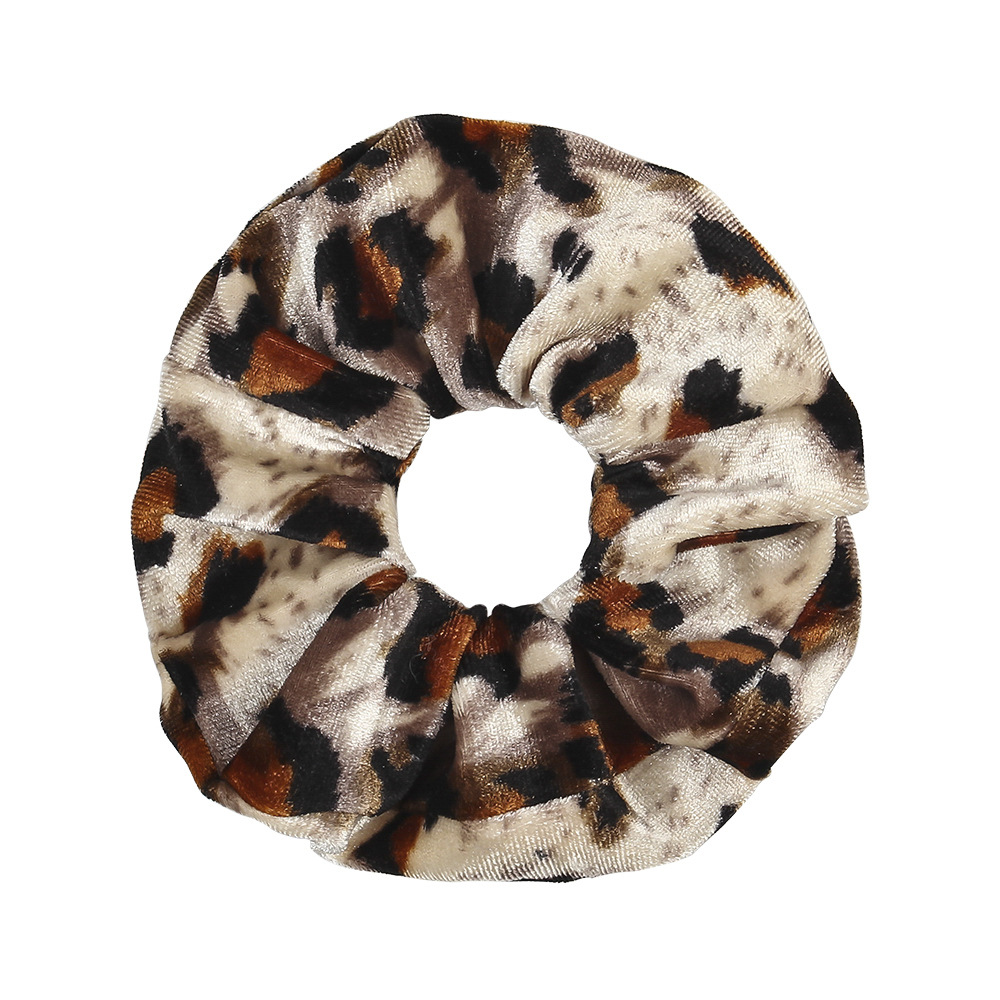 Qiyue Autumn and Winter Leopard Print Dot Velvet Large Intestine Ring Hair Ring for Women, elastic fabric ring hair accessory B249 Item Picture