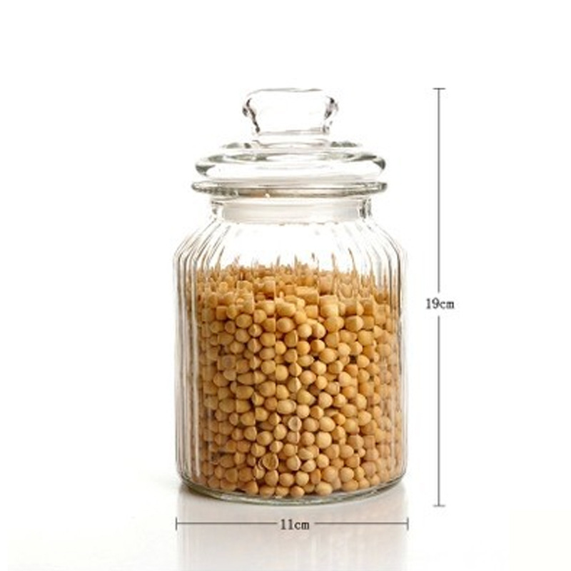 Glass storage jars for flower tea, tea leaves, kitchen food, seasonings, grains, candies and honey Specification drawing
