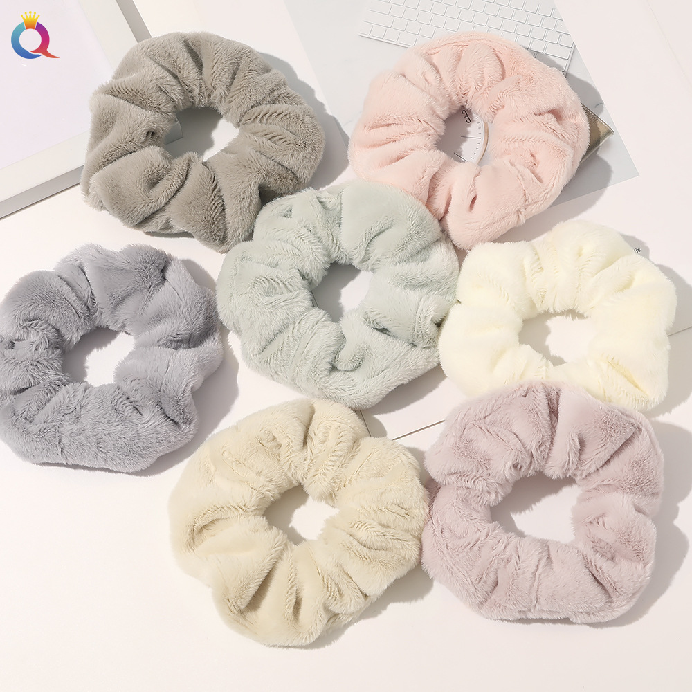 Qiyue Cross-border Rabbit plush hair band with a high-end feel, pig intestine hair band with a smooth texture, and large intestine hair band wholesale full figure
