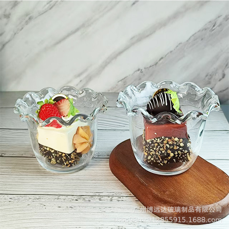 Dessert glass bowl, Ins-style home fruit salad breakfast bowl, bird's nest, wheat sugar water, transparent small snacks, yogurt bowl details Picture