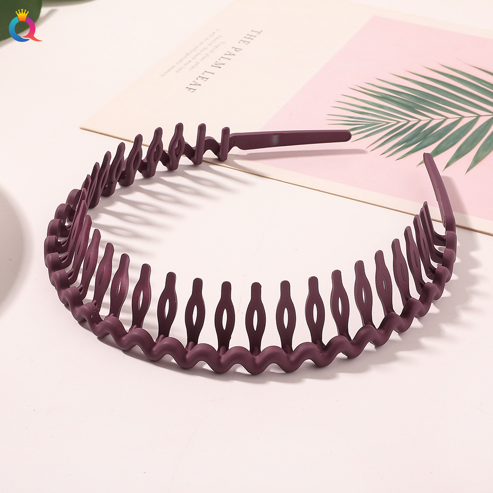Qiyue matte colored hair band, summer women's Korean bangs hair clip, simple wavy pressure hair band, face wash hair hole headband Specification drawing