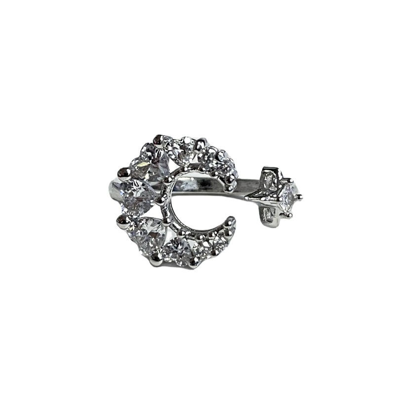A light luxury, high-end, unique and niche design sense zircon open ring, a woman's French style, a cold and elegant layering ring Item Picture