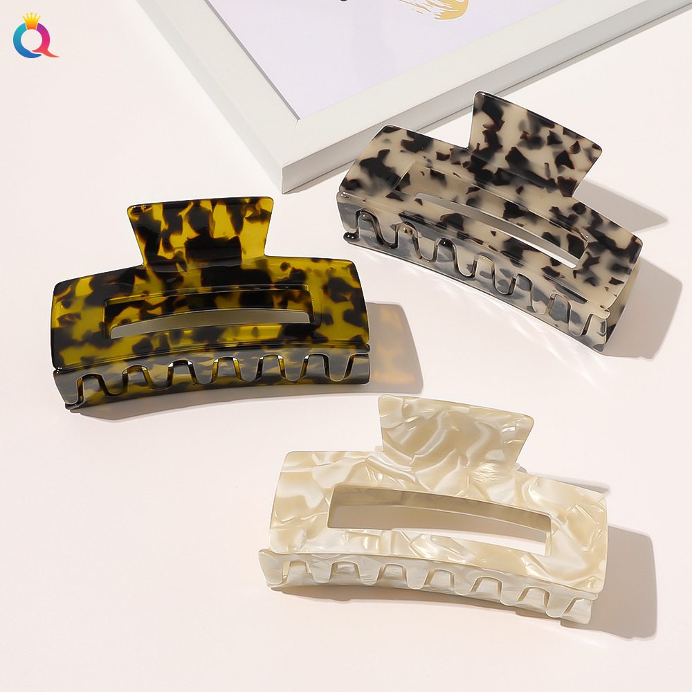 Qiyue Korean hair clip headwear, retro shower clip, simple updo, acetic acid leopard print shark clip at the back of the head full figure