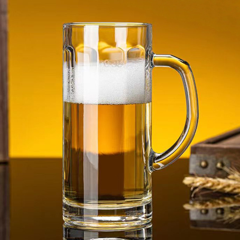 Green apple glass handle cups, beer mugs, draft beer cups, juice cups, beverage cups, water cups, glass cups wholesale with logo printing Specification drawing