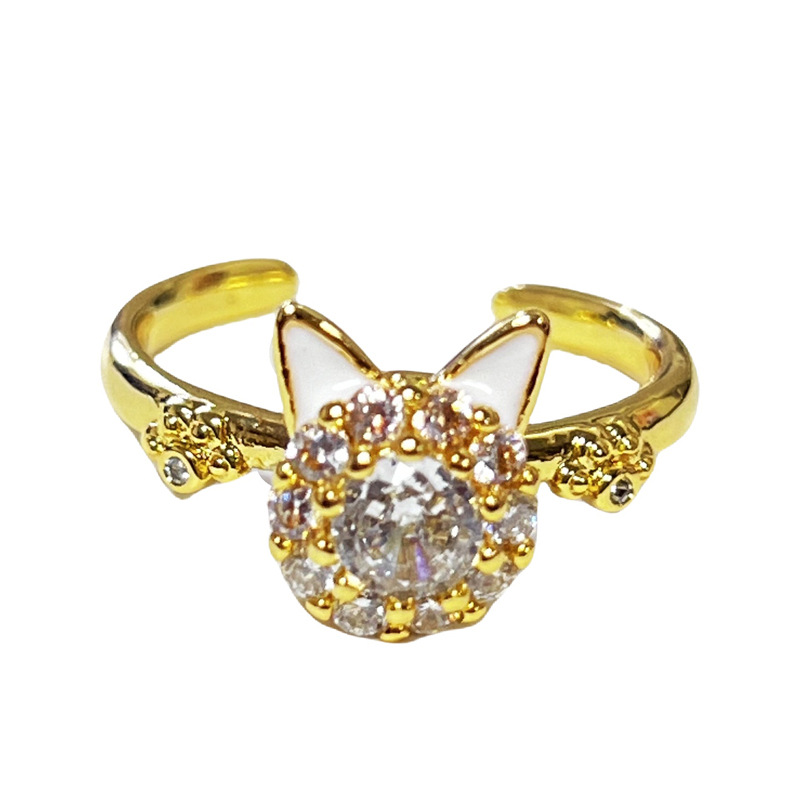The light luxury and high-end rotating Maneki Neko open ring is a fashionable and individual index finger ring with a niche design for women Item Picture