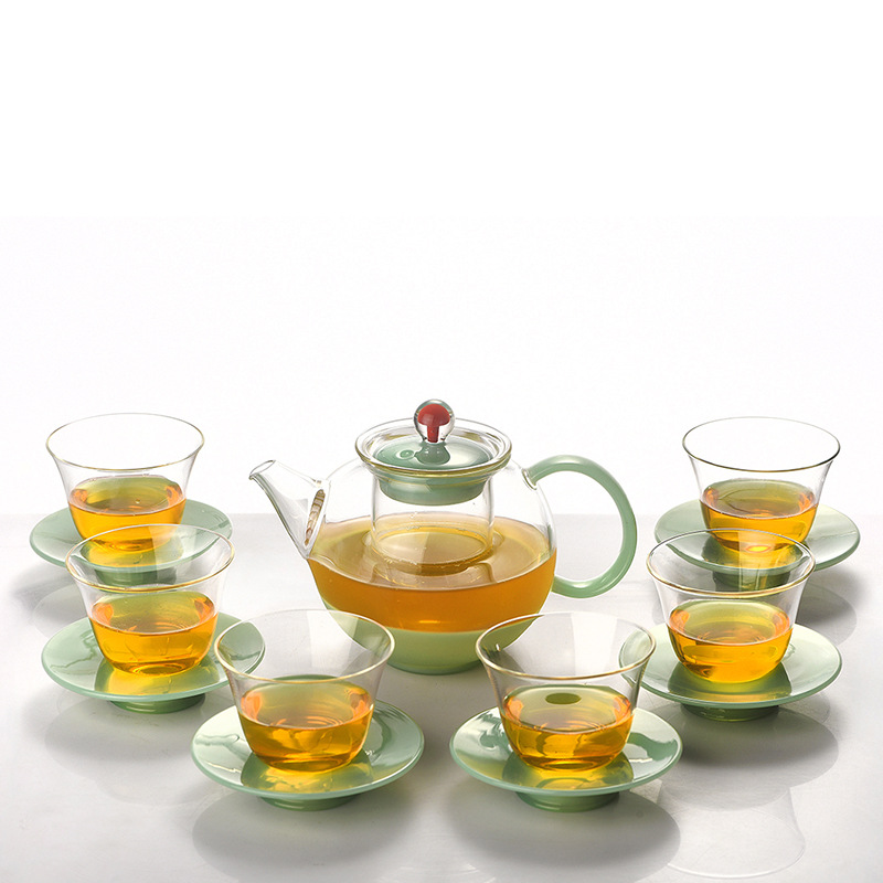 【 Customized LOGO】 High-end gift glass Gongfu tea set, home tea brewing teapot and tea cup gift box packaging Item Picture