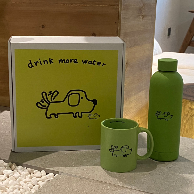 Green stainless steel insulated cups, travel cups, ceramic mugs, water cups, gift box sets, and gifts for niche products without anxiety details Picture