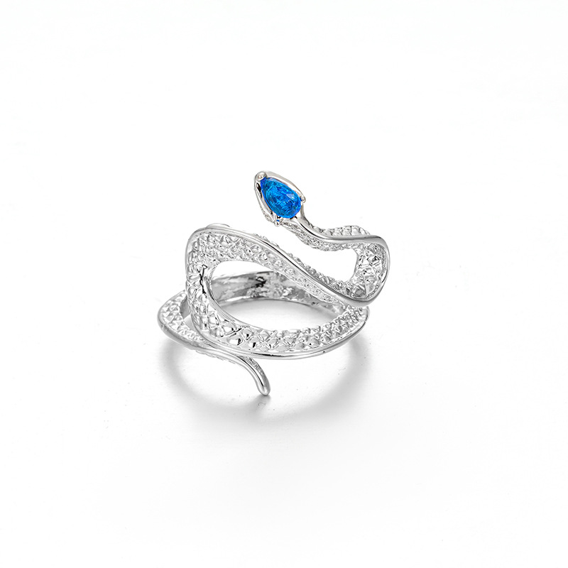 Topa Stone Spirit Snake Open Ring, a niche design for women on Instagram, with a cold and elegant snake-shaped light luxury personality. Adjustable ring Item Picture