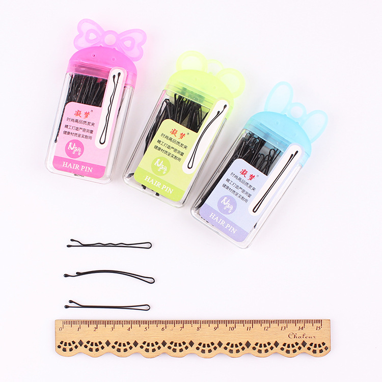 Cartoon hairpin set, black matte and lacquered bangs, 20 updo hairpins, box set, simple side clip A33 Item Picture