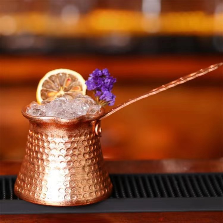 Creative copper-plated metal flame cup, bar cocktail pull fire cup, retro cocktail pour fire cup, Turkish coffee cup details Picture