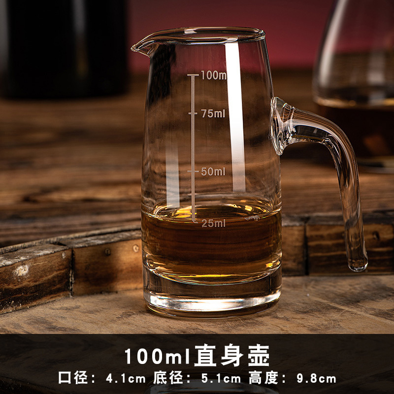 High-end glass liquor dispenser, hotel small bottle, 100ml liquor dispenser, graduated handle, seven-character bottle details Picture