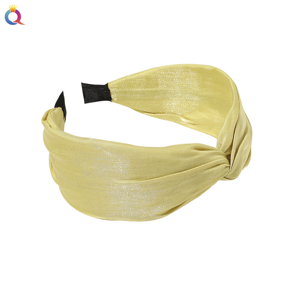 Qiyue Korean adult hair band, sweet wide edge, fresh and elegant, simple color, cross knot wide edge hair band, hair accessory Item Picture
