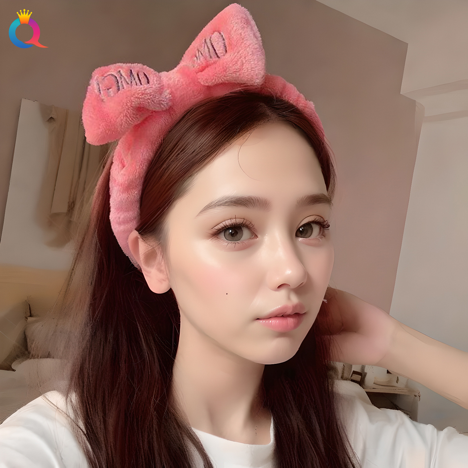 Qiyue Cross-border Bow Hair bands, face wash hair bands, cute pink cartoon headbands, hair bands and hair accessories in stock for sale details Picture