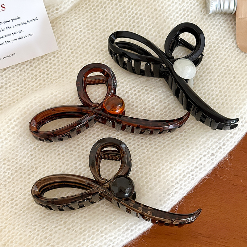 Korean spring and summer grabber with a high-end feel, large hair volume, half-tied hair at the back of the head, shark clip headwear details Picture