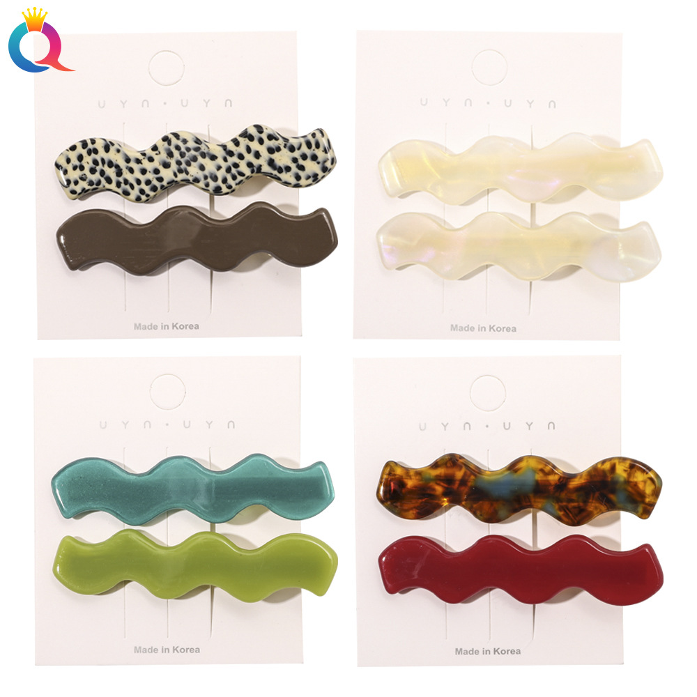 Qiyue Korean acetate wavy hair clip, bangs, fine fringe clip, retro style, versatile duckbill clip accessory full figure