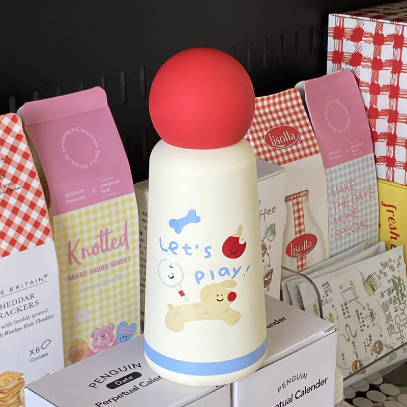 New Year and Christmas cartoon sports table tennis, tennis dog, red nose, 316 stainless steel insulated cup, travel cup, water cup details Picture