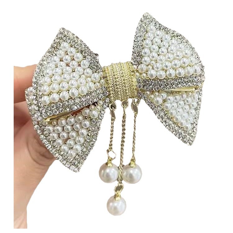 Bow tassel pearl hairpin, a versatile and sweet spring hairpin at the back of a super fairy's head Item Picture
