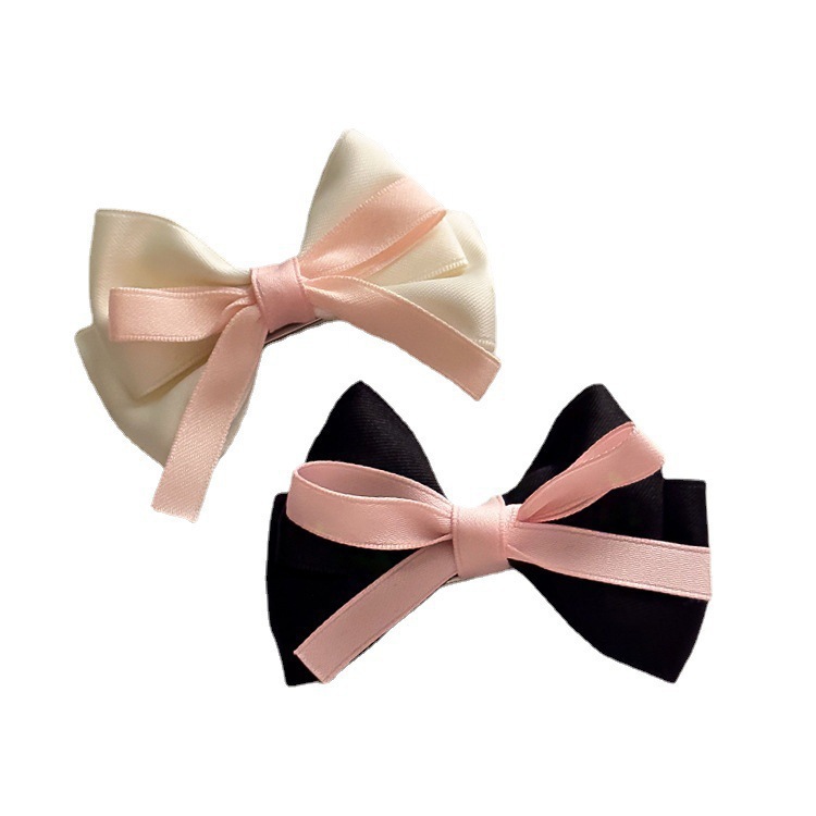 The "Fugitive Princess" three-dimensional ribbon bow small hair clip with a high-end feel. The bow bangs on the side with a duckbill clip hair accessory Item Picture