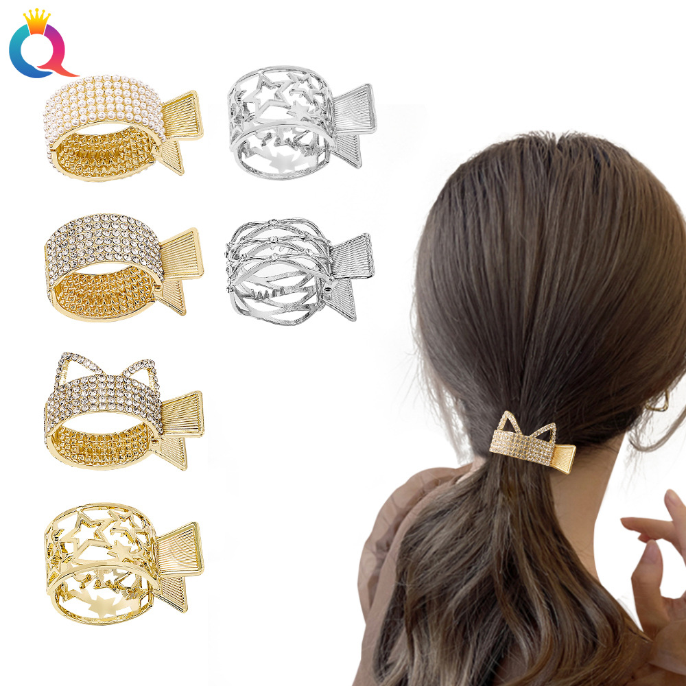 Qiyue Korean version alloy high ponytail grappling clip Shark clip, high-end back head updo hair clip, retro and versatile hair accessory full figure