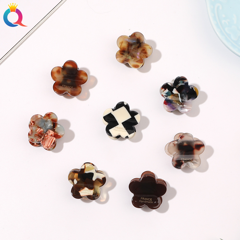 Qiyue Cross-border Korea Acetic Acid France Gold Label Small Flower Grab Clip, bangs side Clip, headwear and hair clip wholesale details Picture