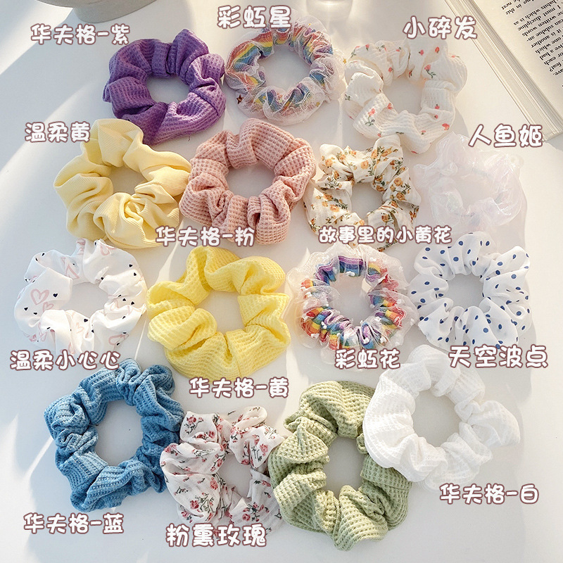 Floral-patterned large intestine hair bands, high-end hair ties, Korean-style rubber bands, ins high appearance level hair accessories, women's hair ties wholesale Specification drawing