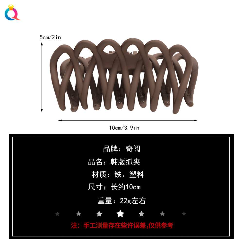 Qiyue Korean Edition New Dongdaemun design European and American fence hollowed-out spray-painted grabbie Large shark clip Specification drawing