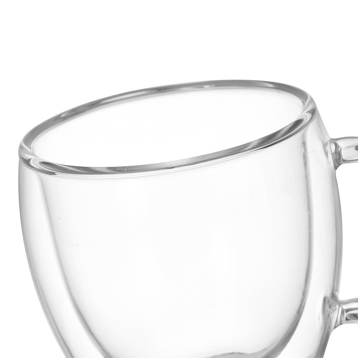 High borosilicate transparent water cup with logo creative cup, cross-border coffee cup with handle, heat-resistant double-layer glass cup Item Picture