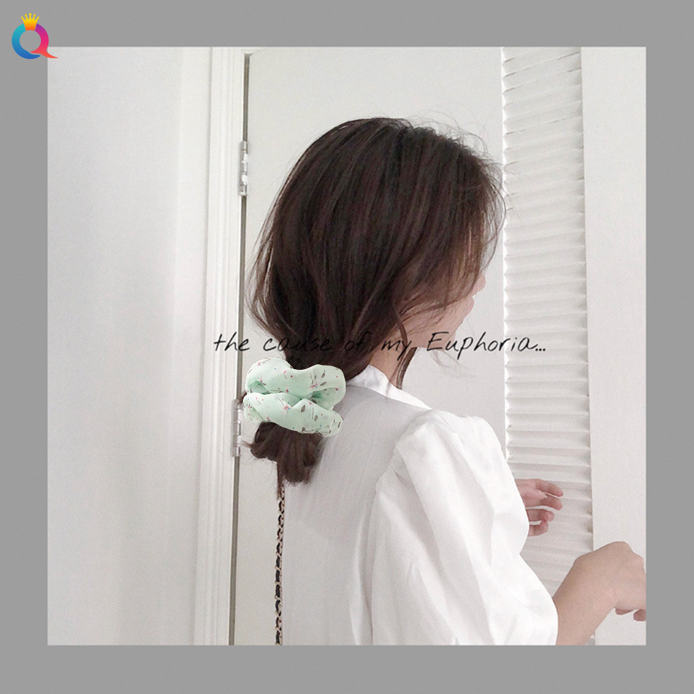 Qiyue Cross-border's new printed chiffon large intestine hair ring, ponytail bun hair ring, fabric fresh and clean large intestine hair ring Specification drawing
