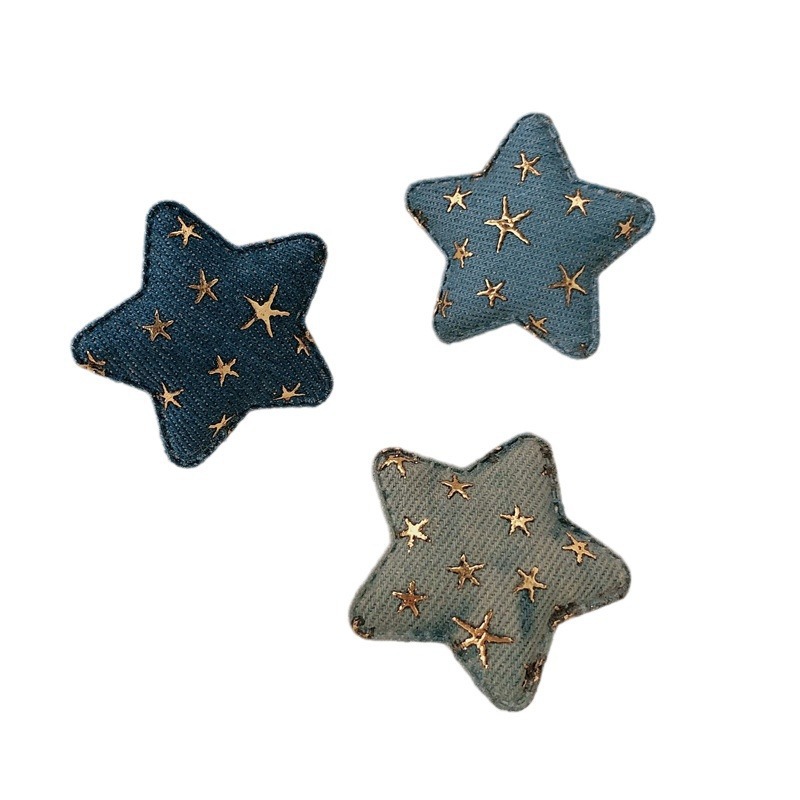 Denim five-pointed star hair clip, energetic, sweet and cool girl, Japanese-style side clip, bangs clip, star hair clip clip Item Picture