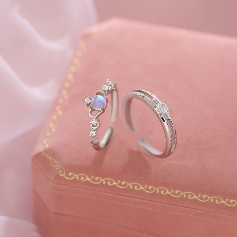 Moonstone niche design ins cold style crown open ring, feminine, trendy, individual and high-end ring details Picture