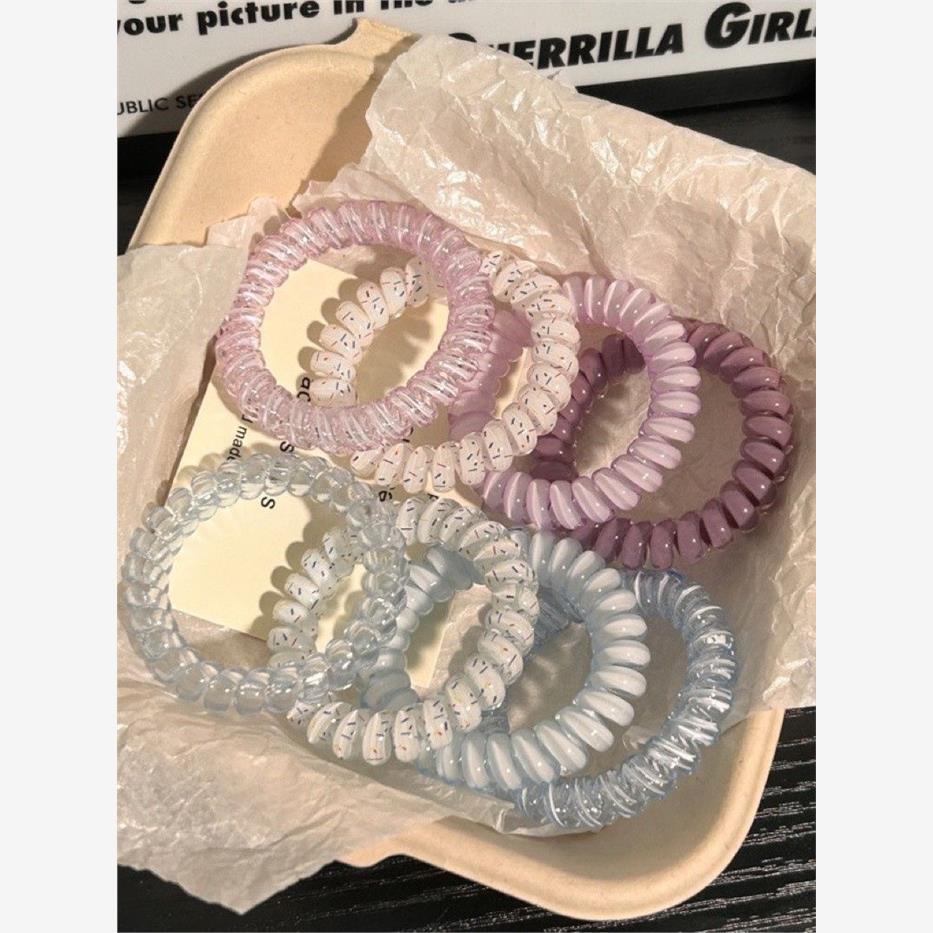 High-quality grape coconut polka dot telephone line hair band, Korean high-end style, new hair rope with high elasticity and durability Specification drawing