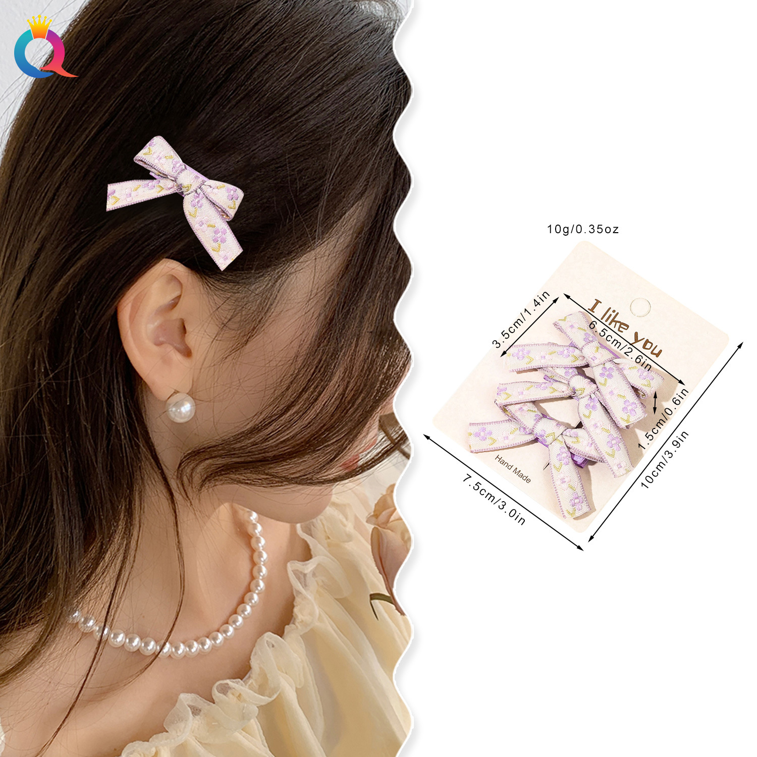 Qiyue Cute Floral bow hair clips, hot-selling accessories in Yiwu, bangs hair clips, duckbill clips, hair accessories wholesale details Picture