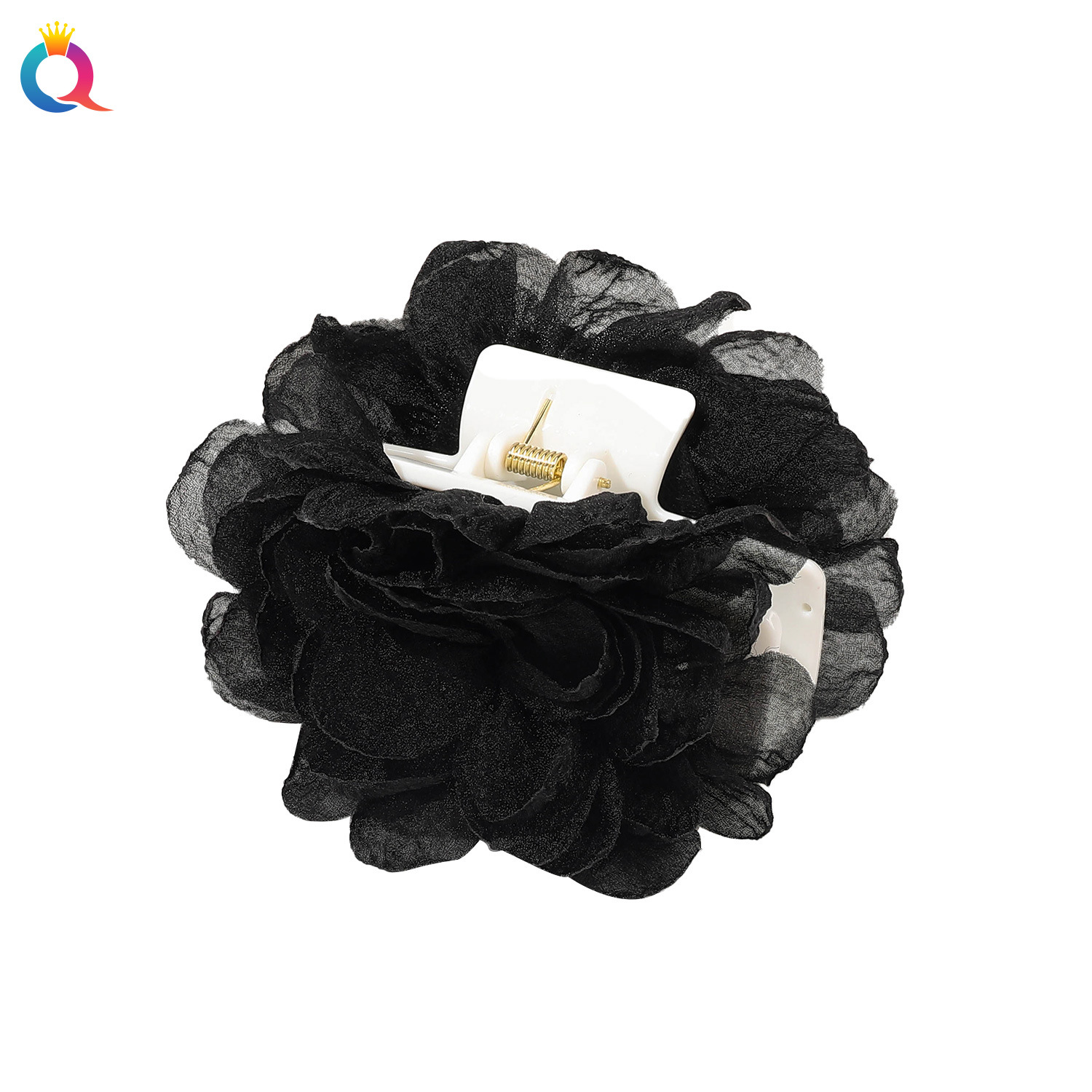 Qiyue Chiffon flower grabber with a high-end feel, shark clip at the back of the head, simple updo, hair grabber, hair accessory wholesale Item Picture