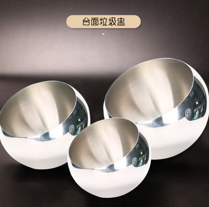 New stainless steel desktop trash can, creative fruit peel bowl, bar and KTV anti-fly ash, anti-drop and durable ashtray Specification drawing