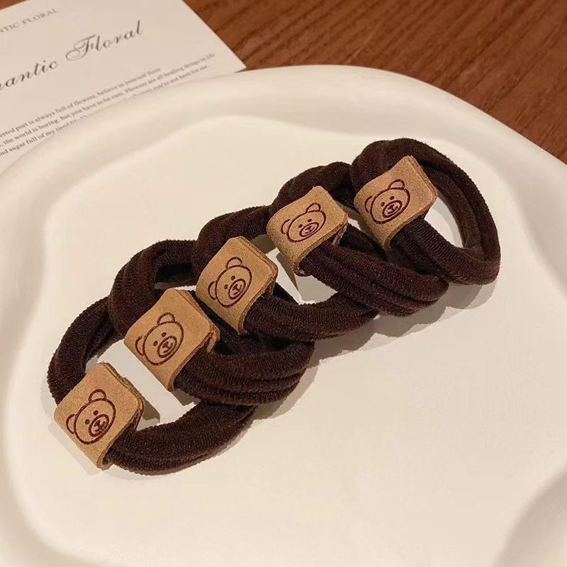 In autumn and winter, there are cute little bear headbands, high-elasticity rubber bands, hair ties for ladies, and high ponytail rubber bands for girls details Picture
