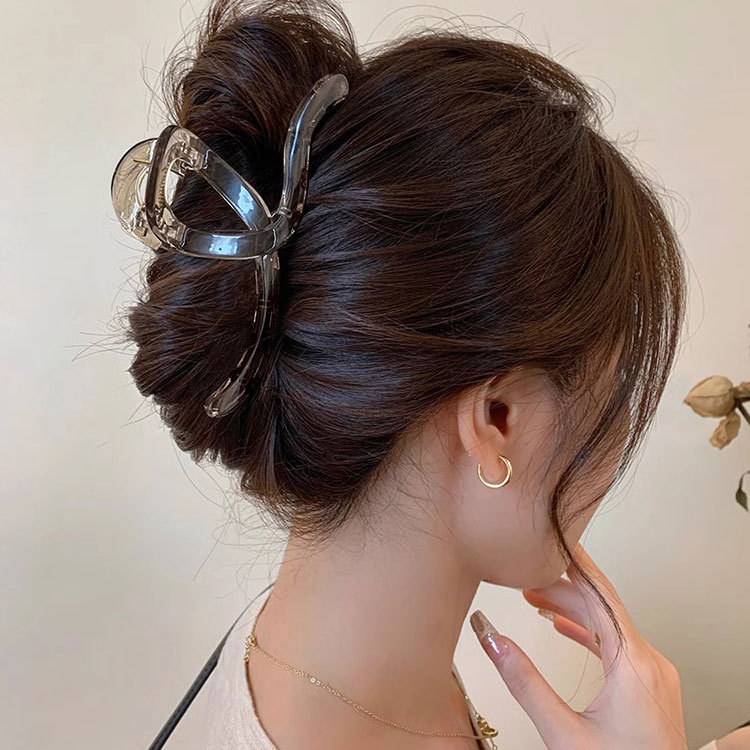 Old Qian style geometric line hair clips, women's hair accessories, high-end acrylic hair bun gripper, extra-large high-end shark clip Specification drawing