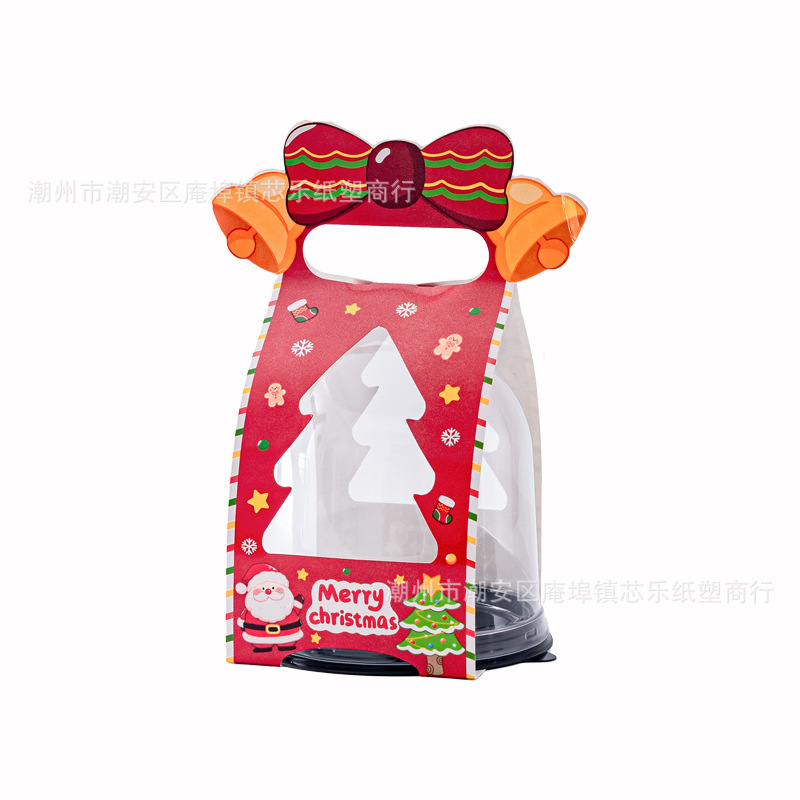 4-inch round cake box, Christmas tree cake box, transparent semi-circular cake packaging box, Western pastry mousse Item Picture