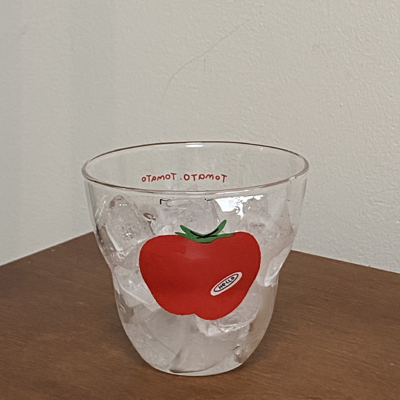 Mid-style, niche and simple ins tomato glass cup, retro Tomato heat-resistant juice cup, coffee cup 280ml Item Picture